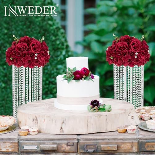 Burgundy Flowers Balls for Centerpieces: 11.8in Diam, Set of 6 - Image 5
