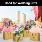 EUSOAR Small Paper Bags, 50pcs 8.6"x3.9"x7 Gold Gift Wrap Bags with Handles Bulk, Retail Shopping Merchandise Wrapping Paper Bags for Craft Grocery, Business, Wedding Birthday Party Favor - Image 6