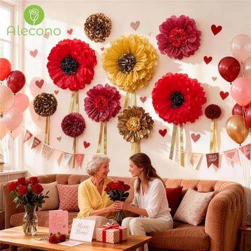 Alecono 9 Pcs Giant Paper Flowers Decorations for Wall (24", 20", 14") - Image 5