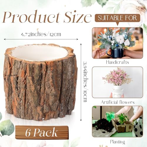 6 Pcs Wooden Vase for Centerpieces Wedding Flower, 4.7 Inch - Image 2