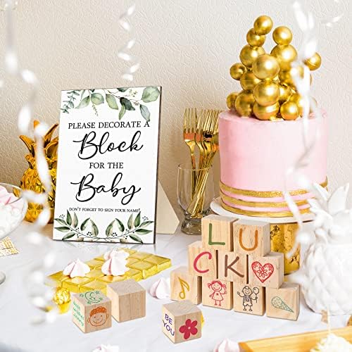 Tatuo 75 Pcs Baby Shower Party Block Games Sign to Decorate,Greenery - Image 7