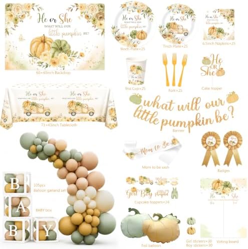 Little Pumpkin Gender Reveal Decorations, He or She Fall Baby Shower - Image 2