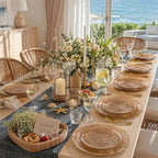 Liacere 60Pcs Brown Plastic Plates-Disposable Plates With Gold Rim,Heavy-duty Amber Plates,Water ripples Party Plates Include 30 Dessert-Platos,30 Dinner-Platos for Wedding&Thanksgiving&Fall Party - Image 4