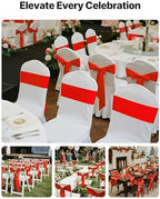 VEVOR Satin Chair Sashes Bows, Chair Ribbon Ties Back Sash, 7 x 108 inch, Wedding Reception Decoration, for Wedding Ceremony Baby Shower Party Events Banquet Cover Decoration (Red, 100pcs) - Image 2