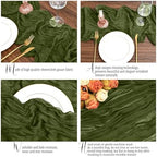 24 Pack Olive Green Table Runner 10Ft Cheesecloth Table Runner Rustic Gauze Table Runner Romantic Long Sheer Fabric Cheese Cloth Table Runner for Wedding Party Bridal Baby Shower - Image 4