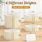 8Pack Buffet Risers Display Stands Foldable Food Risers for Buffet Table Tall Cake Cupcake Stands Cardboard Cylinder Stand Dessert Table Display Set for Catering Jewelry Wedding Party Decor (White) - Image 2