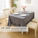 Black White Gingham Ruffled Table Cloth Rectangular 70"x52" - Image 2