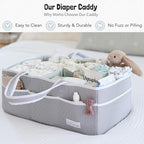 Lily Miles Baby Diaper Caddy - Organizer Tote for Infant Boy or Girl - Baby Shower Basket - Nursery Must Haves - Registry Favorites - Newborn Caddie Car Travel - Gray/Mint, Extra Large - Image 2