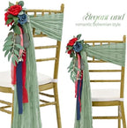 50 PCS Cheesecloth Chair Sashes Bows Wedding Aisle Decorations Chair Ribbon Ties Back Sash for Wedding Party Events Banquet Chair Cover Decoration (Sage Green) - Image 3