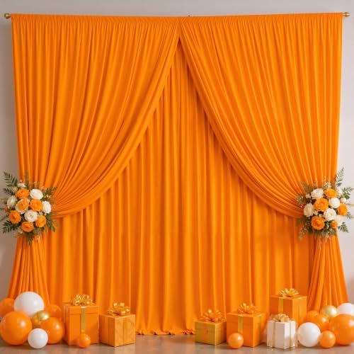 20x10FT Backdrop Curtains with Rod Pockets - Wrinkle Free Photo Stage Backdrop 4 Panels Curtains Drapes for Photography Wedding Party Baby Shower Decorations (Orange) by Unknown