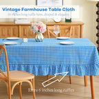 Dark Blue White Gingham Table Cloth Square 60"x60" - Image 4