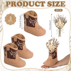 Mifoci 3 Set Cowboy Boot Vase Table Centerpiece, Reed Grass, Light Brown - Image 2