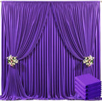 4 Panels Purple Backdrop Curtain for Parties Wedding Wrinkle Free Purple Photo Curtains Backdrop Drapes Fabric Decoration for Birthday Party Photography 20ft(W) x 10ft(H) by Tao-GePartyDecorations