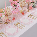 LIYH 60 Pcs Pink Bow Plastic Plates for Party - Pink Scalloped Scalloped Plates Disposable Heavyduty for Decorative Tableware for Holiday Party Decor Supplies - 10.25" Dinner & 7.5" Dessert Plate - Image 7