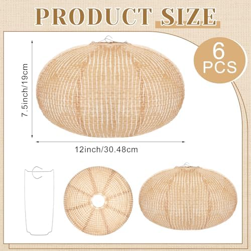 Hortsun 6 Pcs Print Burlap Oval Paper Lanterns Boho Chinese Paper Lanterns Decorative Farmhouse Classroom Decor Home Sweet Classroom Birthday Party Ceremonial Event (12 Inch) - Image 2