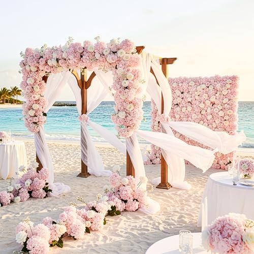 Auihiay 204Pcs Pink Hydrangea Artificial Flowers Bulk, Silk Hydrangeas - Image 2
