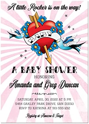 Rock and Roll Tattoo Baby Shower Invitation - Image 2