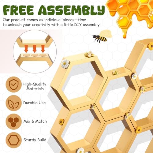 Lallisa 8 Pcs 6.3'' Honeycomb Cupcake Stand Bee Baby Shower - Image 5