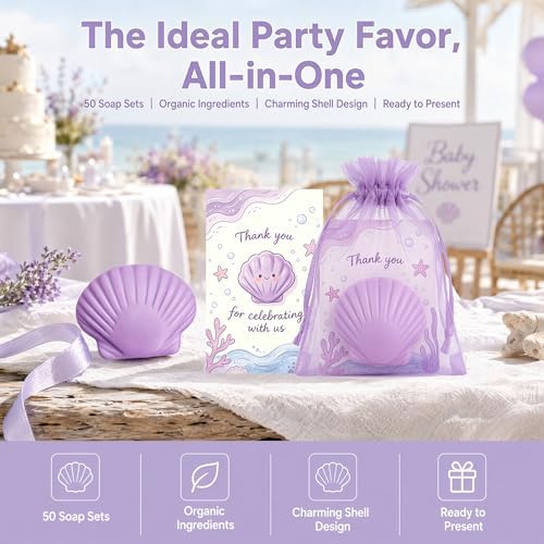 Baby Shower Favors Packs Baptism Thank You Gifts for Guests Soap Party Wedding Souvenirs Shell Shape Mini Scented Soap - Image 5