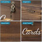 MDLUU Wood Wedding Card Box, Rustic Wedding Money Case with Lock, Envelope Holder Card Receiving Box for Reception, Birthday Party (Brown) - Image 4