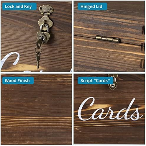 MDLUU Wood Wedding Card Box, Rustic Wedding Money Case with Lock, Envelope Holder Card Receiving Box for Reception, Birthday Party (Brown) - Image 4