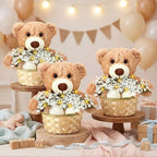 Amyhill 4 Sets Bear Baby Shower Centerpieces Baby Shower Table Decorations with Bears Wooden Crates Bamboo Baskets Artificial Flowers for Birthday Wedding Gender Reveal Party(Cute) - Image 3