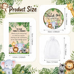 Cinrobiye 50 Set Safari Baby Shower Favor Set, Jungle Animal Cork Drink Coasters with Thank You Cards, Baby Shower Guest Favors, Safari Baby Shower Decorations, Gender Neutral Party Supplies - Image 2