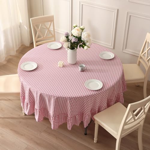 Table Cloth, Pink White Gingham, Round Dia.60” - Image 2