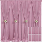 8 Panels Dusty Pink Backdrop Curtain for Wedding Parties Wrinkle Free Pink Photo Curtains Backdrop Drapes Fabric Decoration for Birthday Party Baby Shower 40ft(W) x 10ft(H) by Tao-GePartyDecorations