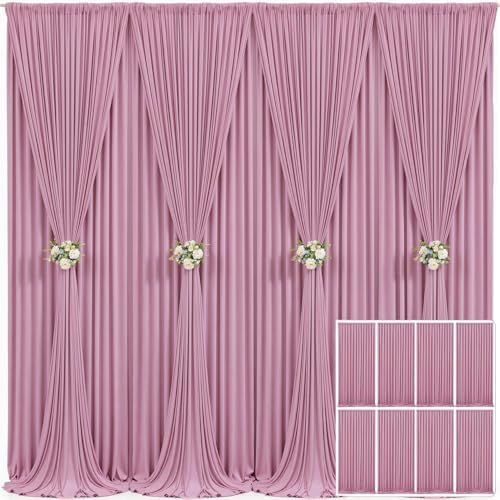 8 Panels Dusty Pink Backdrop Curtain for Wedding Parties Wrinkle Free Pink Photo Curtains Backdrop Drapes Fabric Decoration for Birthday Party Baby Shower 40ft(W) x 10ft(H) by Tao-GePartyDecorations