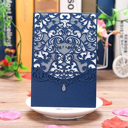 FOMTOR 50-Pack Blue Laser Cut Wedding Invitation Cards Set w/Envelopes & Inserts & Seals – for Wedding, Bridal Shower, Graduation, Birthday Party, Engagement, Anniversary - Image 2