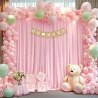 10x10ft Pink Backdrop Curtains for Wedding Parties Wrinkle Free Pink Curtains Photo Backdrop Drapes for Photography Birthday Baby Shower Soft Fabric Party Backgournd for Photoshoot 5x10ft, 2 Panels - Image 5