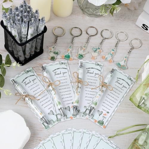 145 Pieces Silly Goose Baby Shower Favors for Guest Goose Ballpoint Pens and Keychains Party Gifts Bulk Retractable Baby Shower Pens Gender Reveal Thank You Cards Souvenirs Prizes - Image 4