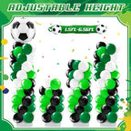 Kasyat 2 Sets Soccer Balloon Column Stand Kit with 4D Soccer, Green Black Star Foil and 100 Latex Balloons, Green White Black Arch Kit for Floor for Football Sports Party Decorations - Image 5