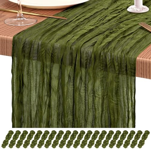 20 Pack Olive Green Cheesecloth Table Runner Wedding Birthday Table Decor by Showgeous