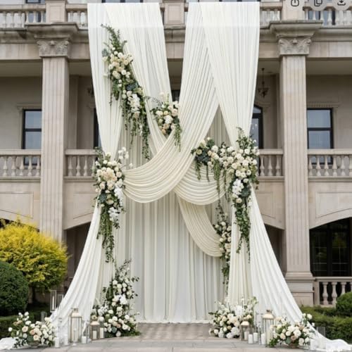 50x14ft Ivory Backdrop Curtains for Parties, Wrinkle Free Polyester Ivory Photo Backdrop Drapes 10 Panels 14 ft Long Back Drop Cloth for Wedding Birthday Photography Background Party - Image 6