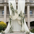 12 Panels 5x14ft Ivory Backdrop Curtains for Parties, Wrinkle Free Polyester Ivory Photo Backdrop Drapes 14 ft Long Back Drop Cloth for Wedding Birthday Photography Background Party by Htper