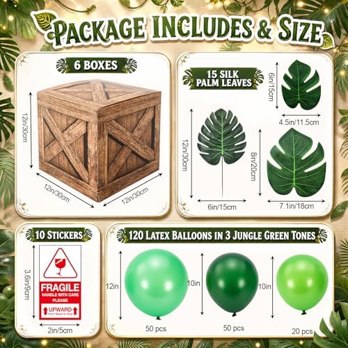 Jetec 151 Pcs Jungle Safari Party Decoration with Balloon Arch Kit and Box - Image 2