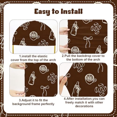 3 Pcs (4/5/6 Ft) A Baby is Brewing Baby Shower Decoration A Baby Brewing Arch Backdrop Cover Brown Coffee Bean Theme Backdrop for Gender Reveal Birthday - Image 4