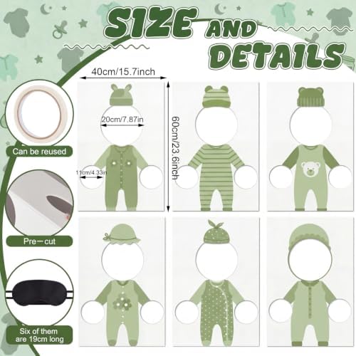 6 Set Baby Shower Games Feed The Baby(Sage Green) - Image 2