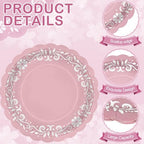 100 Pcs Pink Platos De Barro Mexicanos Paper Plates 9 Inches Cielito Lindo Party Decoration Disposable Scalloped Cinco De Mayo Paper Plates for Fiesta Mexican Talavera Baby Shower Supplies - Image 3