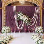50ftx10ft Wrinkle Free Burgundy Backdrop Curtains for Parties, Silky Polyester Maroon Photo Backdrop Drapes 10 Panels 5x10ft for Wedding Birthday Baby Shower Photography Background by ENJOYYOURPARTY