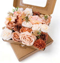 2Boxs Artificial Flowers Combo Box Set, 30pcs Mix Flowers Dahlia Silk Champagne Roses & Peony with Stems for DIY Wedding Bouquets, Baby Shower, Party Centerpieces & Home Decor, Floral Arrangement by SwanMoon