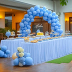 Baby Blue Tablecloth Rectangle Table Cover 6 Foot Table, Baby Blue Tulle Table Skirt Rectangle Table 6ft Stretch Tulle Tablecloth Skirt Fitted Elastic Birthday Party Baby Shower Light Blue Tablecloth - Image 3