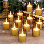 12Pack Flameless LED Candles with Timer, Battery Operated, Gold, 2"x3" by VIODAIM