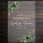 Andaz Press Custom Large Baby Welcome Sign, 16" x 24", Fall Greenery Personalized Acrylic Sign for Sprinkle or Shower, Gender-Neutral Decoration - Image 2