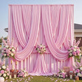 10ft×12ft Wrinkle Free Pink Backdrop Curtain for Wedding Parties, 2 Panels 5×12ft Long Silky Polyester Backdrop Drapes Baby Pink Photo Back Drop Cloth for Birthday Photography Background Cloth by ENJOYYOURPARTY