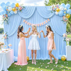 8 Panels Baby Blue Backdrop Curtain for Baby Shower Parties Light Blue Wrinkle Free 40ft x 10ft Backdrop Drapes for Birthday Photo Gender Reveal Photography Polyester Fabric Background Decoration - Image 2