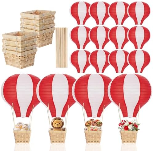 Meooeck 8 Sets Red Hot Air Balloon Table Centerpieces Decor by Meooeck