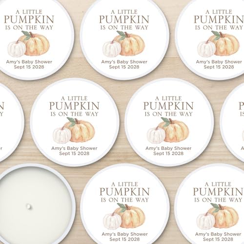 A Little Pumpkin is on the Way, Fall Baby Shower Favors, Unique Baby Shower Favors, Personalized Candles, Custom Candles, 2 oz Candle Favors (Set of 10) (White Tin) - Image 6